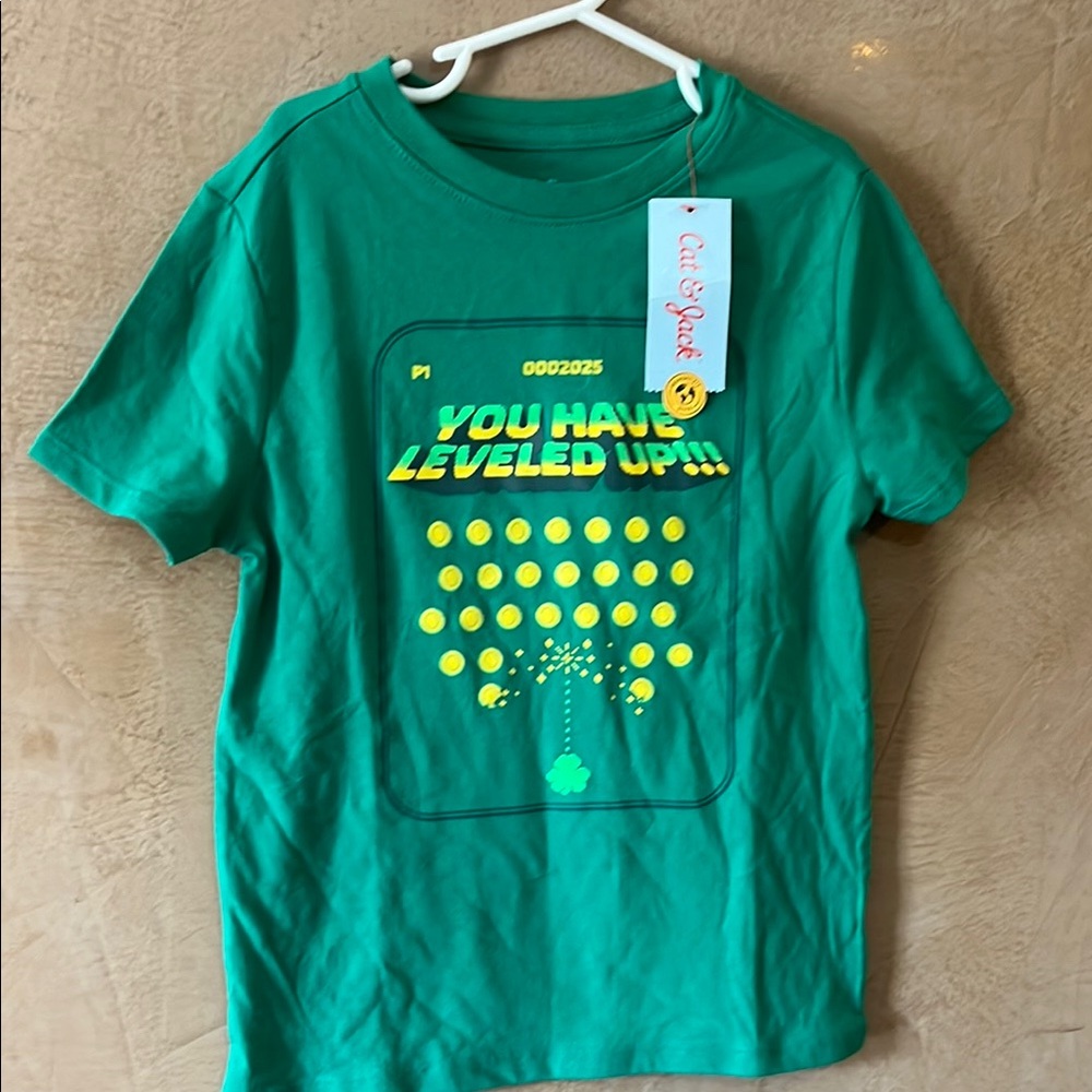 Cat & Jack Green Graphic Tee Short Sleeve Small (6/7)